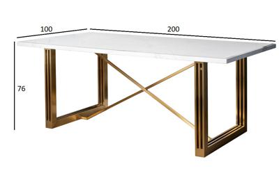 Мебель Garda Decor 30F-14780 Стол обеденный белый / браш.золото 200*100*76см арт. 30F-14780