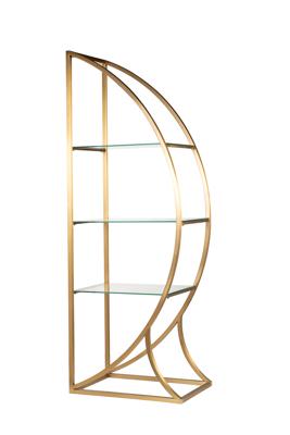 Мебель Garda Decor KFG087/2 Стеллаж "Полусфера" прозрачное стекло/золото матовый 71*48*202см арт. KFG087/2