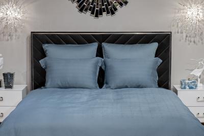 Подарок Garda Decor 180JOD-18012 Комплект постельного белья Муар, бамбук, сине-зеленый, Семейный (145*210-2шт) арт. 180JOD-18012