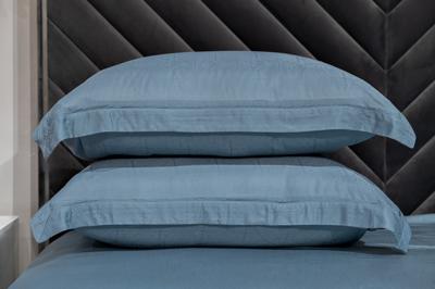 Подарок Garda Decor 180JOD-18012 Комплект постельного белья Муар, бамбук, сине-зеленый, Семейный (145*210-2шт) арт. 180JOD-18012