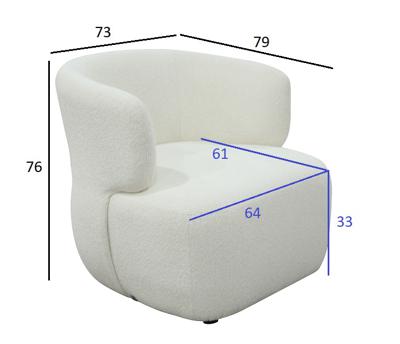 Мебель Garda Decor 87YY-24042 Кресло Тироло (Tirolo) букле белое 73*79*76см арт. 87YY-24042