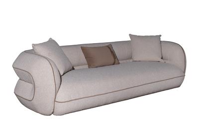 Мебель Garda Decor ZW-25003 Диван Амели (Amelia) трехместный букле светлый 253*100*67см с бежевым кантом арт. ZW-25003