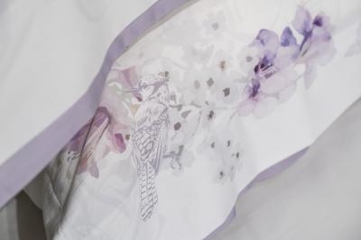 Подарок Garda Decor 130HB-00071 Комплект постельного белья сатин принт Фиори,сиренево-белый,200*220- 1шт,50*70 -2шт арт. 130HB-00071