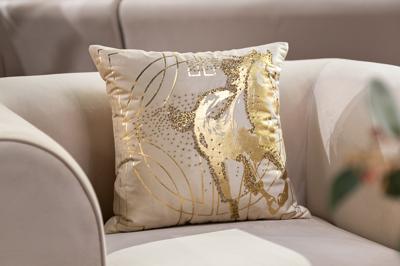 Подарок Garda Decor 70SW-38059 Подушка с бисером, стеклярусом и вышивкой "Голден Спирит" беж 45*45 арт. 70SW-38059