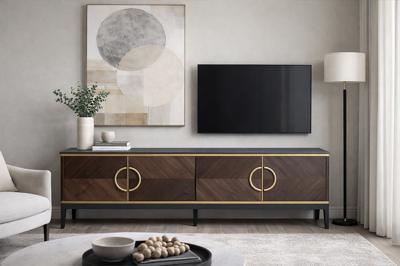Мебель Garda Decor 151SV-10003 Тумба под ТВ 4-х дверная шпон 200*58*40см арт. 151SV-10003