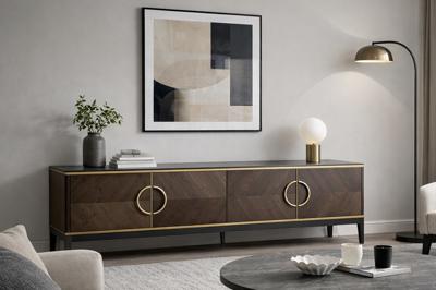Мебель Garda Decor 151SV-10003 Тумба под ТВ 4-х дверная шпон 200*58*40см арт. 151SV-10003