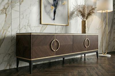 Мебель Garda Decor 151SV-10003 Тумба под ТВ 4-х дверная шпон 200*58*40см арт. 151SV-10003
