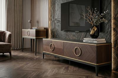 Мебель Garda Decor 151SV-10003 Тумба под ТВ 4-х дверная шпон 200*58*40см арт. 151SV-10003