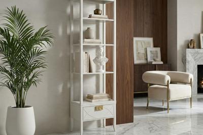 Мебель Garda Decor 151SV-000018 Шкаф-витрина открытый узкий с тумбой прикроватной с 1-м ящиком арт. 151SV-000018