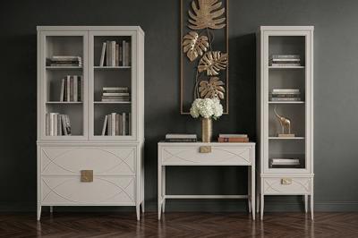 Мебель Garda Decor 151SV-000020 Шкаф-витрина 1 стеклянный фасад с тумбой прикроватной с 1-м ящиком арт. 151SV-000020