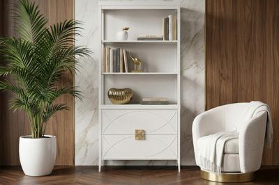 Мебель Garda Decor 151SV-000023 Шкаф-витрина открытый широкий с комодом с 2-мя ящиками арт. 151SV-000023