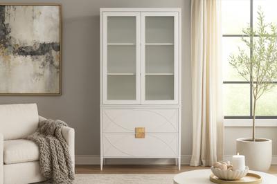 Мебель Garda Decor 151SV-000025 Шкаф-витрина 2 стеклянных фасада с комодом с 2-мя ящиками арт. 151SV-000025