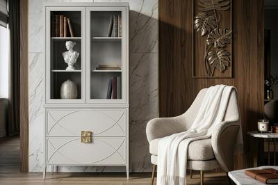 Мебель Garda Decor 151SV-000025 Шкаф-витрина 2 стеклянных фасада с комодом с 2-мя ящиками арт. 151SV-000025