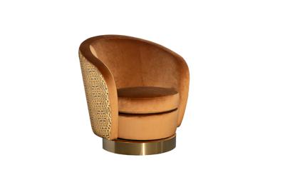 Мебель Garda Decor Кресло Наполи(Napoli) вращающееся, велюр принт Pad32+Latt-ORANG 76*76*76см арт. Napoli-Pad32+ Lattice ORANG