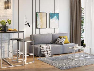 Стол журнальный LoftyHome Стол журнальный Мальборк Классик Мрамор Сноу с белым основанием лофт арт. 1251777