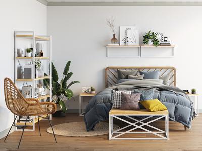 Полка LoftyHome Полка подвесная Мальборк Флэт Дуб с белым основанием лофт арт. 1556404