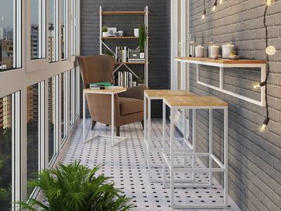 Полка LoftyHome Полка подвесная Мальборк Флэт Дуб с белым основанием лофт арт. 1556404