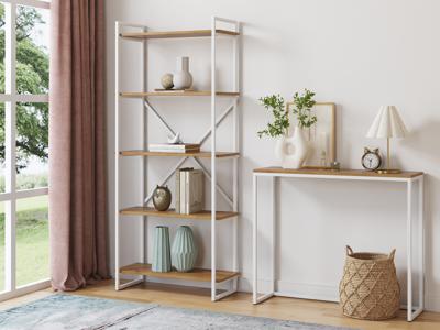 Стеллаж LoftyHome Стеллаж Мальборк 80 Дуб с белым основанием лофт арт. 1556403