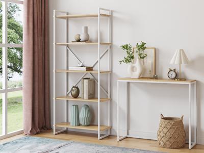 Стеллаж LoftyHome Стеллаж Мальборк 80 Дуб Сонома с белым основанием лофт арт. 1627767