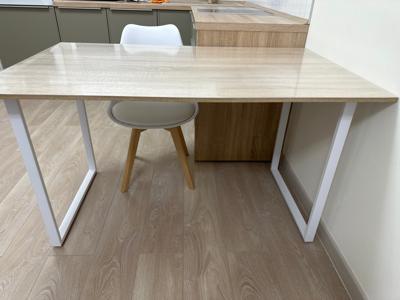 Стол LoftyHome Стол обеденный Мальборк Дуб Сонома с белым основанием лофт арт. 1627772