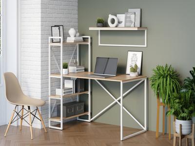 Стол письменный LoftyHome Стол письменный Мальборк Практик-Л Дуб Сонома с белым основанием лофт арт. 1627824