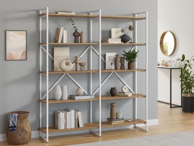 Стеллаж LoftyHome Стеллаж Мальборк 160 Дуб с белым основанием лофт арт. 1627890