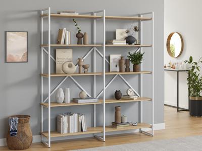 Стеллаж LoftyHome Стеллаж Мальборк 160 Дуб Сонома с белым основанием лофт арт. 1627893