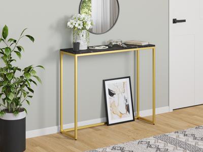 Консоль LoftyHome Стол консольный Мальборк Мрамор Блэк с золотым основанием лофт арт. 1627983