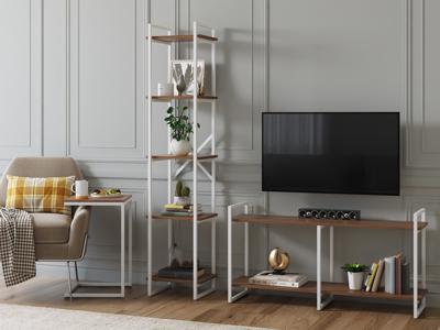 Стеллаж LoftyHome Стеллаж Мальборк 40 Шимо Темный с белым основанием лофт арт. 1628029