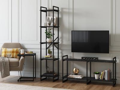 Стеллаж LoftyHome Стеллаж Мальборк 40 Мрамор Блэк лофт арт. 1628038