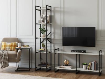 Стеллаж LoftyHome Стеллаж Мальборк 40 Мрамор Сноу лофт арт. 1628040