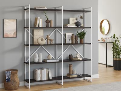 Стеллаж LoftyHome Стеллаж Мальборк 160 венге с белым основанием лофт арт. 1628050