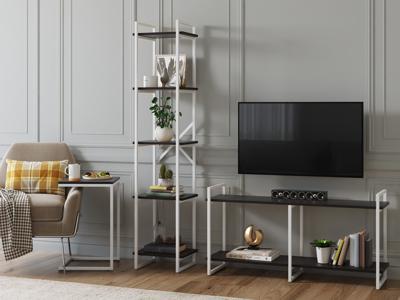 Стеллаж LoftyHome Стеллаж Мальборк 40 венге с белым основанием лофт арт. 1628051