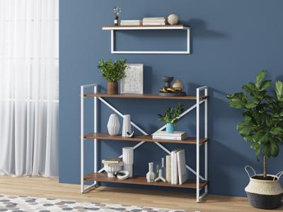 Стеллаж LoftyHome Стеллаж Мальборк Рант 120 Шимо Темный с белым основанием лофт арт. 1628080