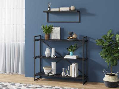 Стеллаж LoftyHome Стеллаж Мальборк Рант 120 Мрамор Блэк лофт арт. 1628081