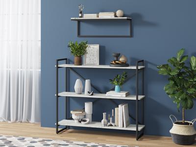 Стеллаж LoftyHome Стеллаж Мальборк Рант 120 Мрамор Сноу лофт арт. 1628083
