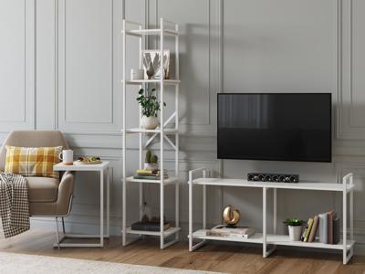 Стеллаж LoftyHome Стеллаж Мальборк 40 Белый Альпийский с белым основанием лофт арт. 1628111