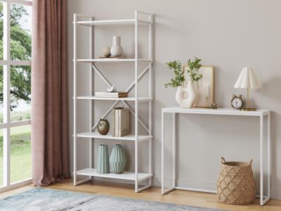 Стеллаж LoftyHome Стеллаж Мальборк 80 Белый Альпийский с белым основанием лофт арт. 1628113