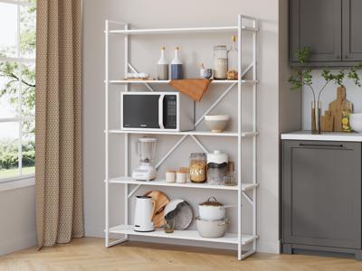 Стеллаж LoftyHome Стеллаж Мальборк 120 Белый Альпийский с белым основанием лофт арт. 1628115