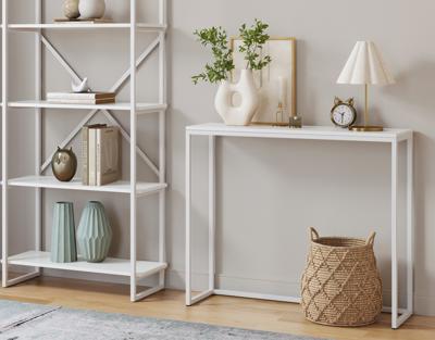 Консоль LoftyHome Стол консольный Мальборк Белый Альпийский с белым основанием	  лофт арт. 1628119