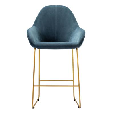 Стул полубарный R-Home Кресло полубар Kent Diag blue/Линк золото арт. 410119156h_Diagblue_золото_ПБ