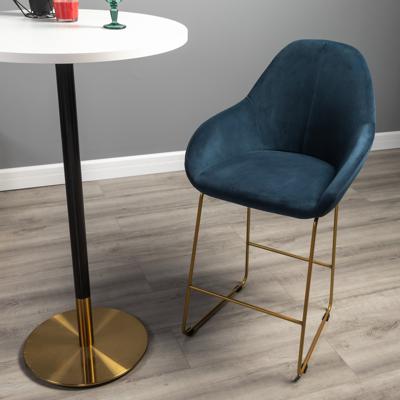 Стул полубарный R-Home Кресло полубар Kent Diag blue/Линк золото арт. 410119156h_Diagblue_золото_ПБ
