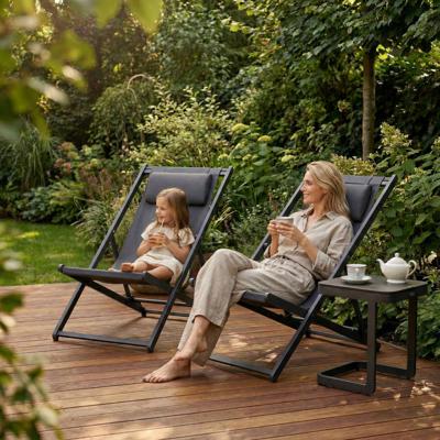 Шезлонг IDEAL PATIO Стул-шезлонг САНТОНИ складной, серый арт. SNT.3019001