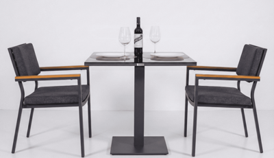 Стол IDEAL PATIO Стол обеденный КАНА алюминий, стекло 80x80 см (1 ножка) арт. CAN.2110208