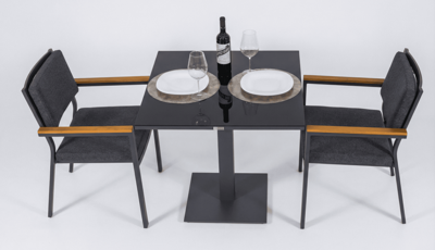 Стол IDEAL PATIO Стол обеденный КАНА алюминий, стекло 80x80 см (1 ножка) арт. CAN.2110208