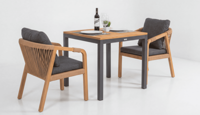 Стол IDEAL PATIO Стол обеденный ТЕЛЛА алюминий, тик 80x80 см (4 ножки) арт. TLL.2110108a