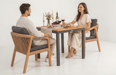 Стол IDEAL PATIO Стол обеденный ТЕЛЛА алюминий, тик 80x80 см (4 ножки) арт. TLL.2110108a