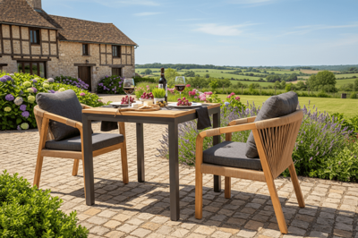Стол IDEAL PATIO Стол обеденный ТЕЛЛА алюминий, тик 80x80 см (4 ножки) арт. TLL.2110108a