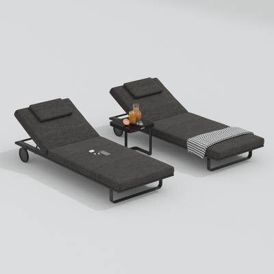 Мебель IDEAL PATIO Шезлонг КОСТА С на колесах, каркас карбон, матрас маренго (с подушкой) арт. CST.3017001