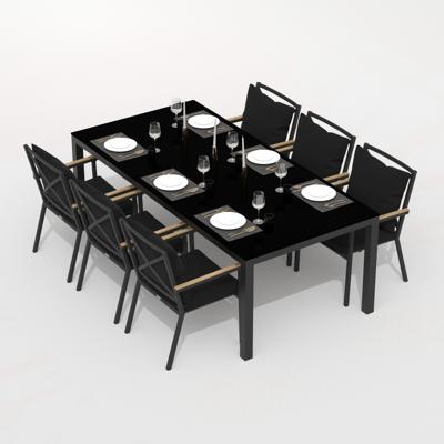 Обеденная группа IDEAL PATIO Обеденная группа  КАНА ФЕСТА плюс каркас карбон / стол стекло 200 / ткань черная арт. CAN.2015620